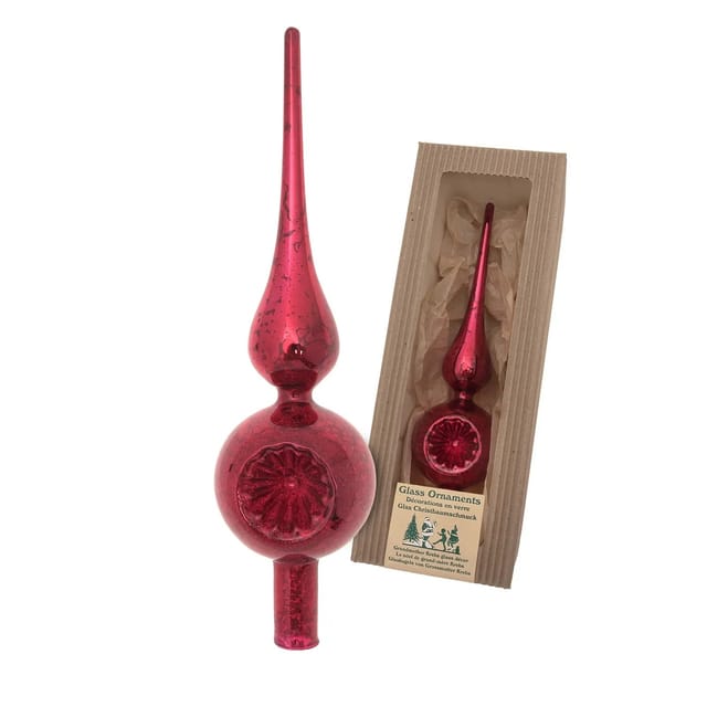 Krebs Glas Lauscha Weihnachtsbaumspitze Effektrot 1-tlg. 26cm
