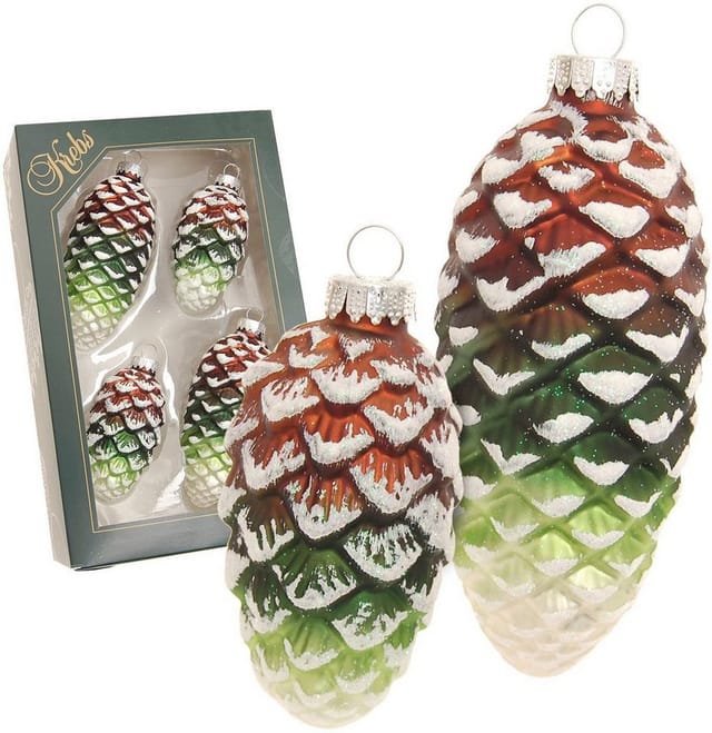 Krebs Glas Lauscha Weihnachtsornamente Tannenzapfen Wald 4-tlg. 7cm