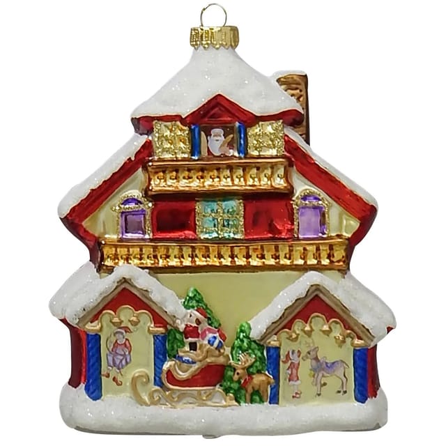 Krebs Glas Lauscha Weihnachtsornament Santas House 1-tlg. 13cm