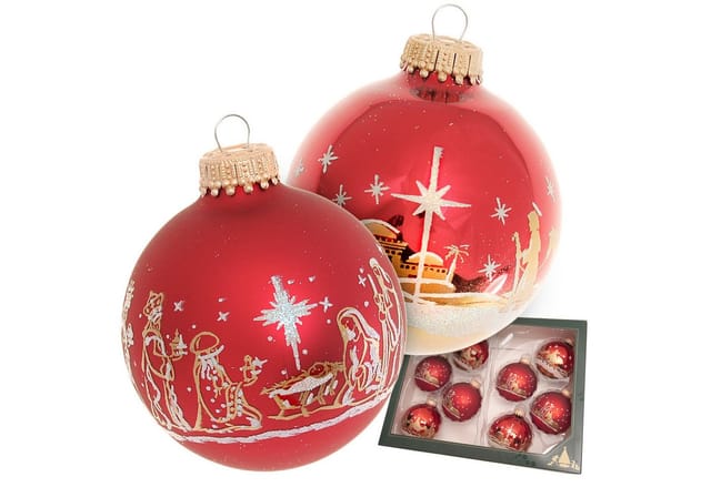 Krebs Glas Lauscha Weihnachtsbaumkugel Heilige Nacht 8-tlg. 7cm