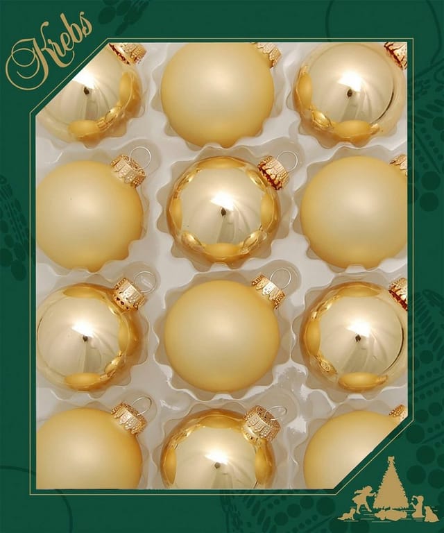 Krebs Glas Lauscha Weihnachtskugeln Gold 12-tlg. 5cm