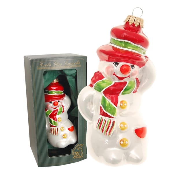 Krebs Glas Lauscha Weihnachtsornament Schneemann 1-tlg. 17cm