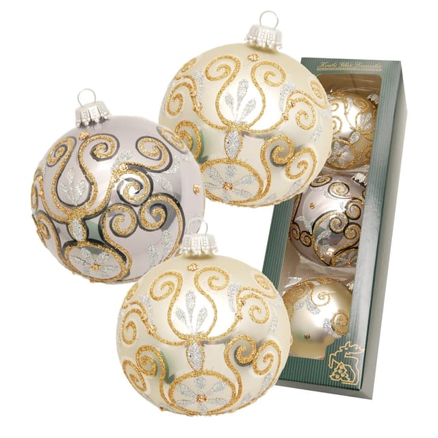 Krebs Glas Lauscha Weihnachtskugeln Gold 3-tlg. 8cm