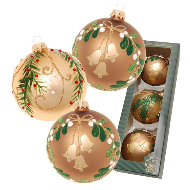 Krebs Glas Lauscha Weihnachtskugeln Walddekor 3-tlg. 8cm