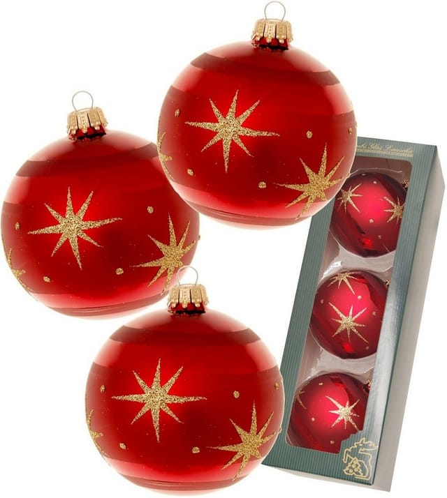 Krebs Glas Lauscha Weihnachtskugeln Rot Komet 3er-Set 8cm