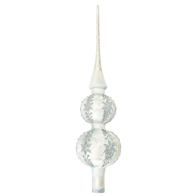 Krebs Glas Lauscha GmbH Christbaumschmuck Christbaumspitze Glas Ø 7 x 30 cm silber Eislack