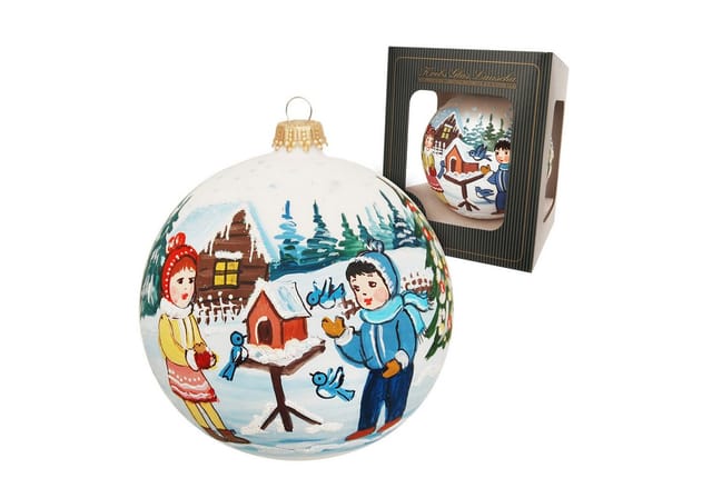 Krebs Glas Lauscha Weihnachtsbaumkugel Weiß Kinder 1-tlg. 10cm