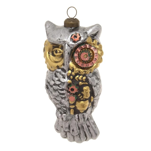 Krebs Glas Lauscha Weihnachtsornament Steampunk Eule 1-tlg. 5cm