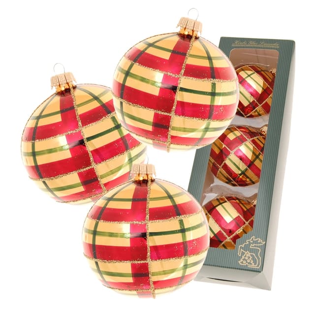 Krebs Glas Lauscha Weihnachtskugeln Xmas Night Caro 3er-Set 8cm