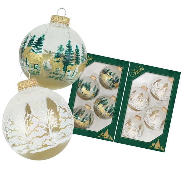 Krebs Glas Lauscha Weihnachtsbaumkugelset Winterwald 8-tlg. 7cm