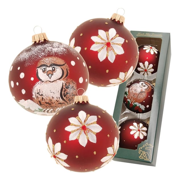 Krebs Glas Lauscha Weihnachtsbaumkugeln Braun 3-tlg. 8cm