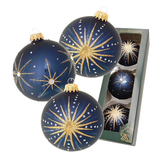Krebs Glas Lauscha Weihnachtskugeln Sternennacht 3-tlg. 8cm
