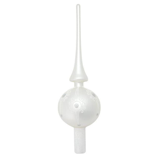 Krebs Glas Lauscha Weihnachtsbaumspitze Dekor Silber 1-tlg. 27cm