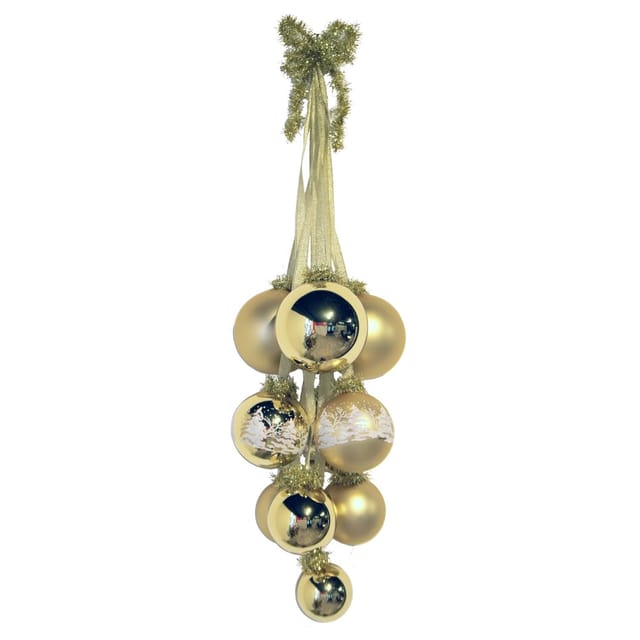 Krebs Glas Lauscha Weihnachtsornamente Kugelgehänge Gold 10-tlg. 27cm