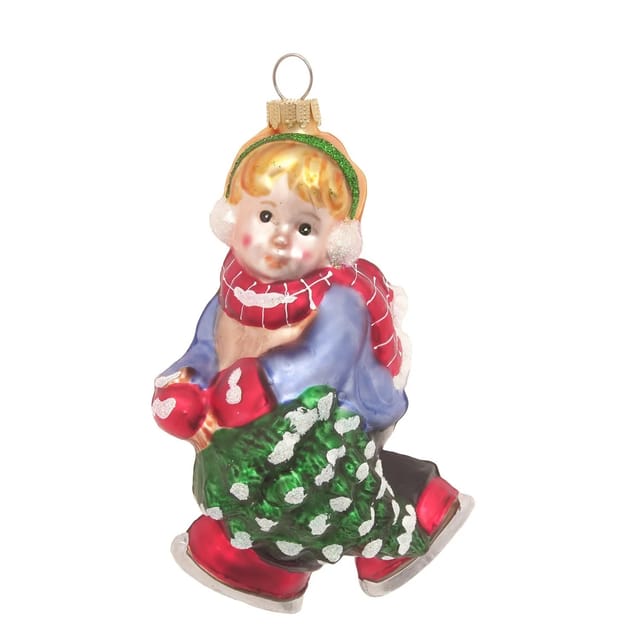 Krebs Glas Lauscha Weihnachtsornament Junge mit Baum 1-tlg. 6cm