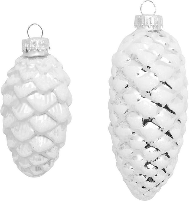 Krebs Glas Lauscha GmbH Christbaumschmuck Tannenzapfen Glas Ø 4cm Länge 8/10 cm 4 Stück silber