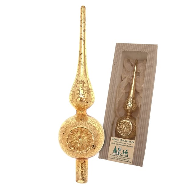 Krebs Glas Lauscha Weihnachtsbaumspitze Effektgold 1-tlg. 26cm