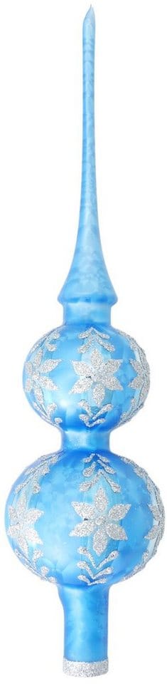 Krebs Glas Lauscha Weihnachtsbaumspitze Dekor Blau 1-tlg. 31cm