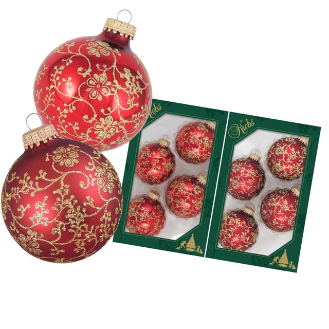 Krebs Glas Lauscha Weihnachtsbaumkugeln Rankendekor Rot 7cm