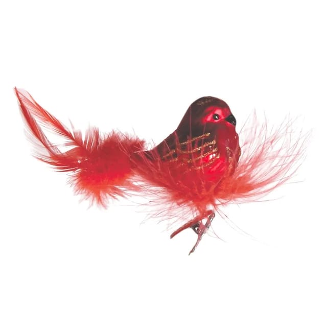 Krebs Glas Lauscha Weihnachtsornament Vogel Rot im Nest 1-tlg. 6cm