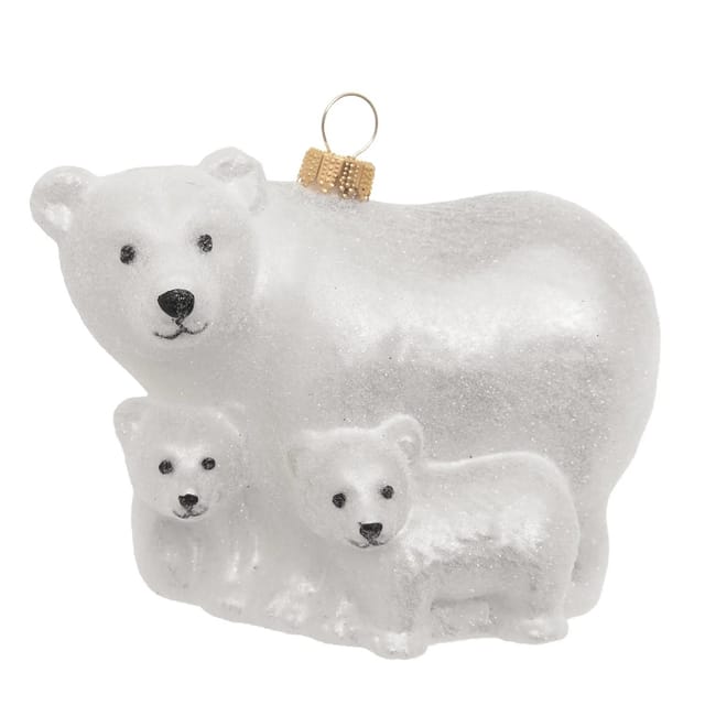 Krebs Glas Lauscha Weihnachtsornament Eisbärfamilie 1-tlg. 6cm
