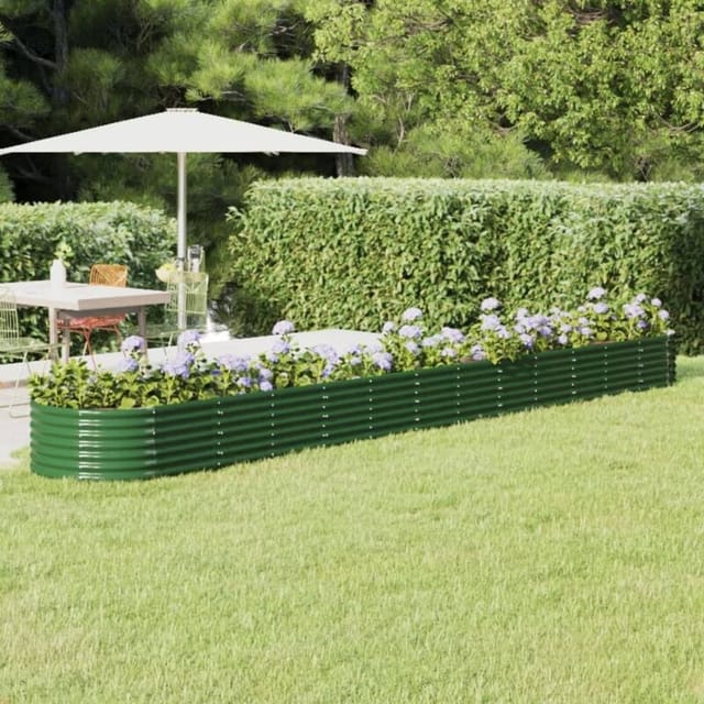 vidaXL Hochbeet Pulverbeschichteter Stahl 512x80x36 cm Grün 1179765