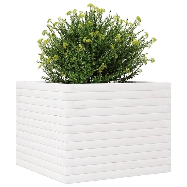 vidaXL Pflanzkübel Weiß 60x60x46 cm Massivholz Kiefer 2097090