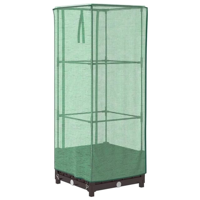 vidaXL Hochbeet mit Gewächshaus-Aufsatz Rattan-Optik 40x40x123 cm 2145985