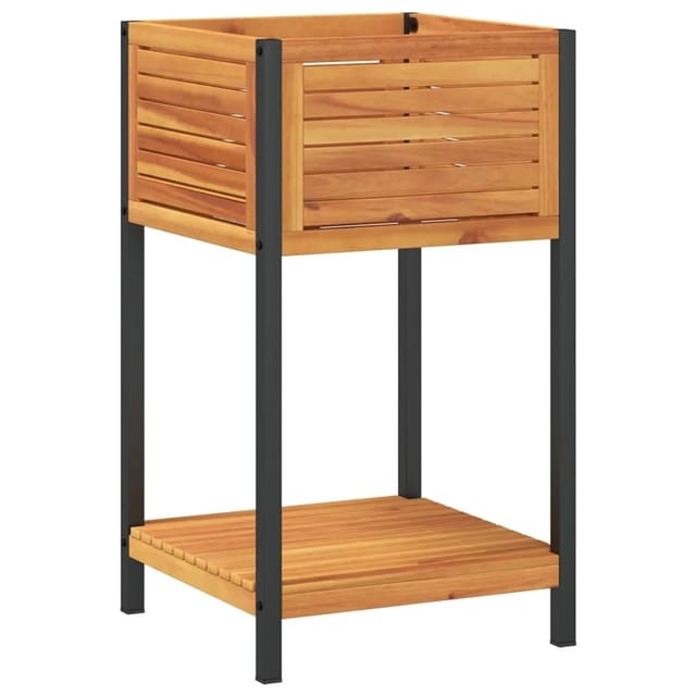 vidaXL Pflanzkübel mit Ablage 45x45x80 cm Massivholz Akazie und Stahl 2104761