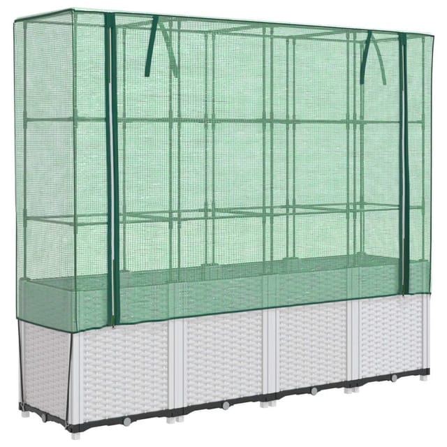 vidaXL Hochbeet mit Gewächshaus-Aufsatz Rattan-Optik 160x40x153 cm 2145992