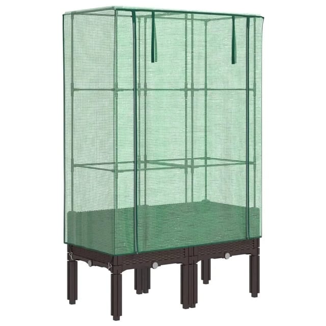vidaXL Hochbeet mit Gewächshaus-Aufsatz Rattan-Optik 80x40x140 cm 2146129