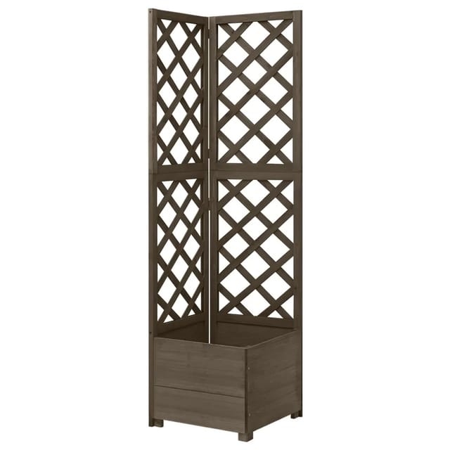 vidaXL Eck-Spalier mit Pflanzkisten Grau 40x40x150cm Massivholz Tanne 836256