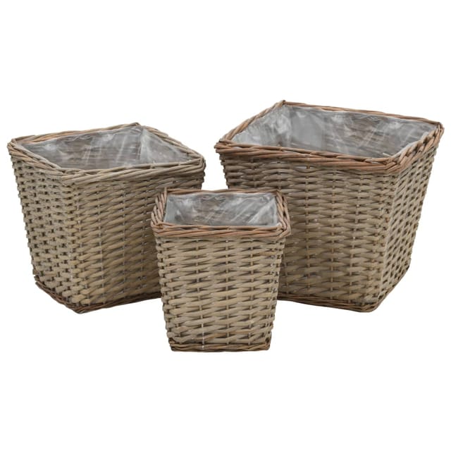 vidaXL Hochbeet 3-Tlg Weide mit PE-Auskleidung 606254
