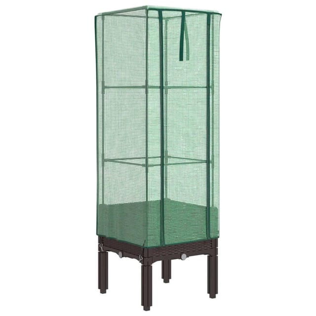 vidaXL Hochbeet mit Gewächshaus-Aufsatz Rattan-Optik 40x40x140 cm 2163944