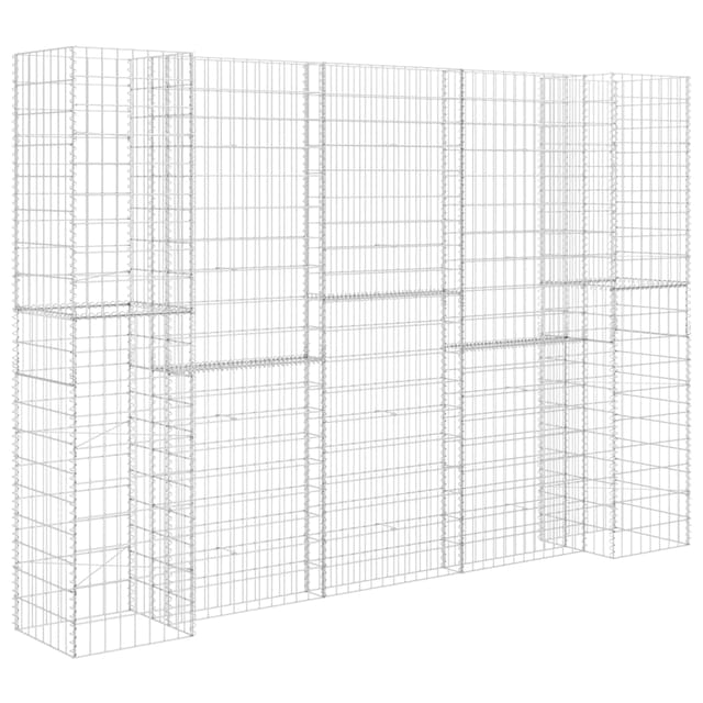 vidaXL H-förmiger Gabionen-Pflanzkürb Stahldraht 260x40x180 cm 596740