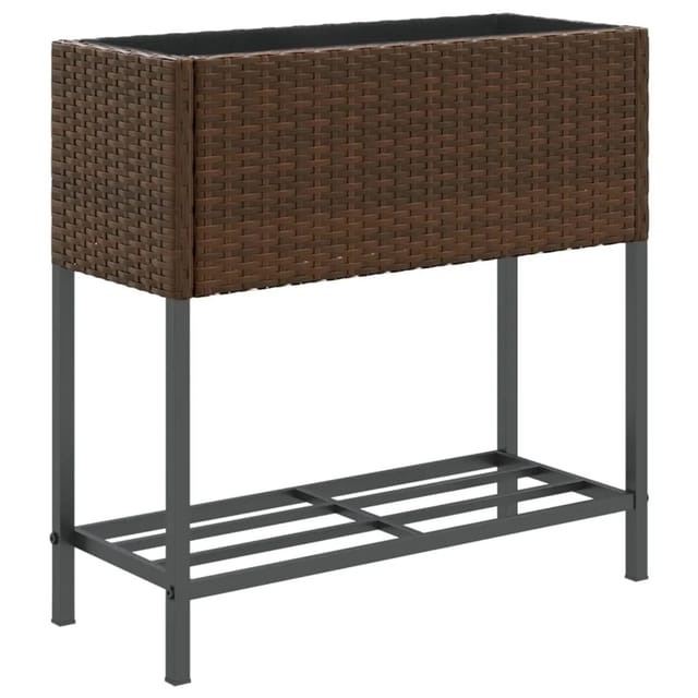 vidaXL Pflanzkübel mit Ablage Braun Poly Rattan 2107750