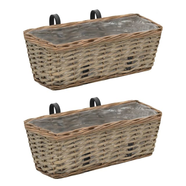 vidaXL Balkon-Blumentöpfe 2 Stk Weide mit PE-Auskleidung 40 cm 606249
