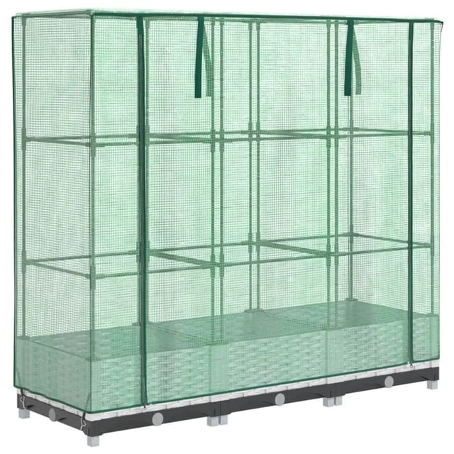 vidaXL Hochbeet mit Gewächshaus-Aufsatz Rattan-Optik 120x40x123 cm 2146133