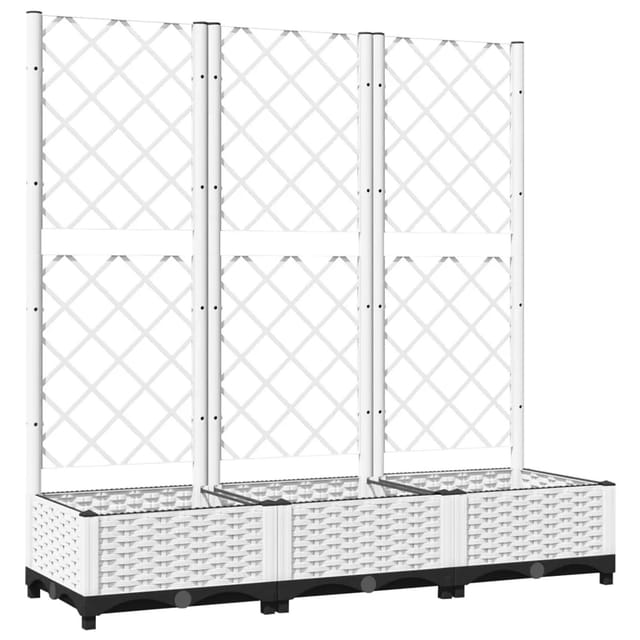 vidaXL Pflanzkübel mit Rankgitter Weiß 120x40x121,5 cm PP 1624215
