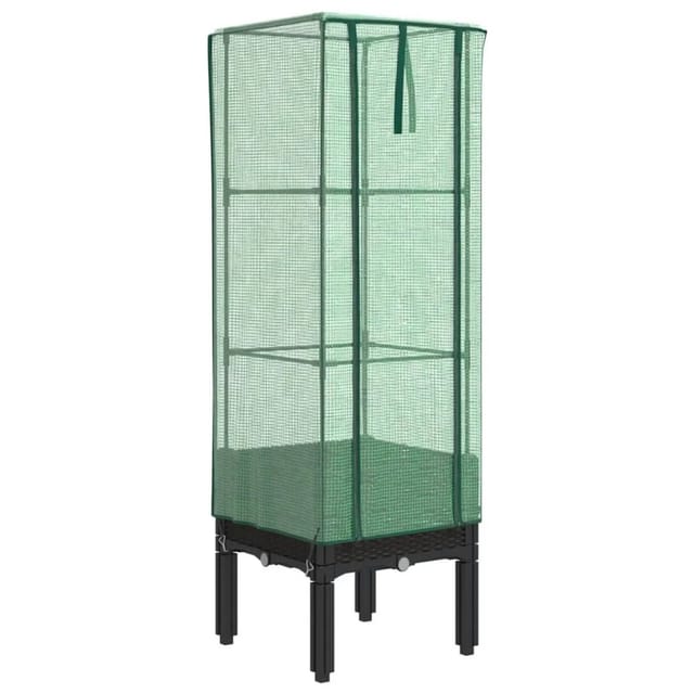 vidaXL Hochbeet mit Gewächshaus-Aufsatz Rattan-Optik 40x40x140 cm 2146131