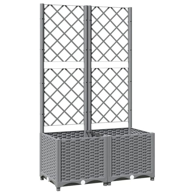 vidaXL Pflanzkübel mit Rankgitter Hellgrau 80x40x136 cm PP 1634734
