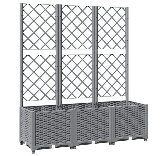 vidaXL Pflanzkübel mit Rankgitter Hellgrau 120x40x136 cm PP 1581455