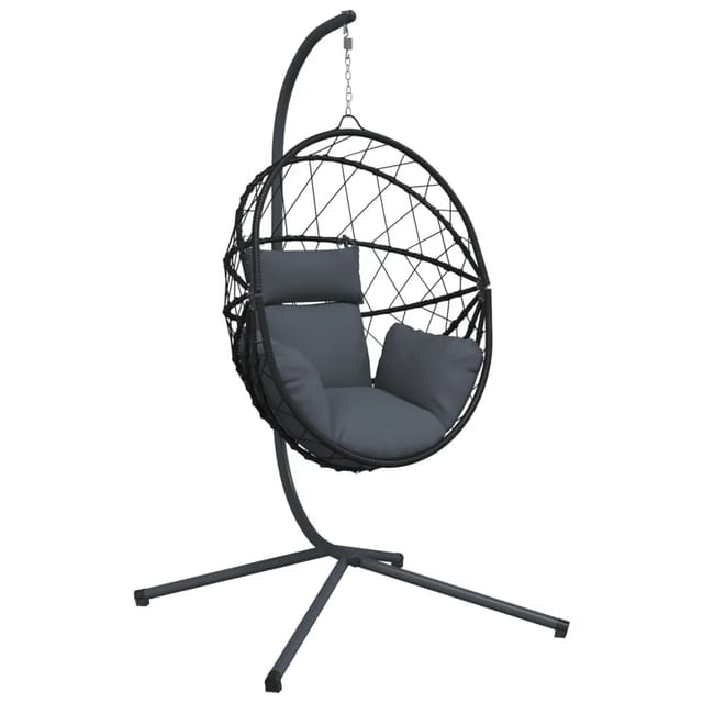 vidaXL Hängesessel Ei-Design mit Ständer Anthrazit Rattan und Stahl 2104730