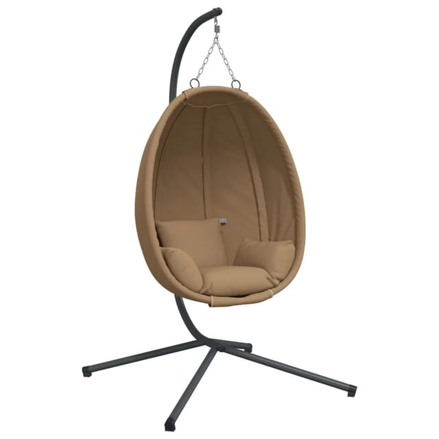 vidaXL Hängesessel Ei-Design mit Ständer Taupe Stoff und Stahl 2104731