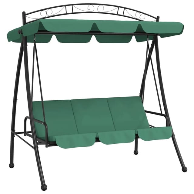 vidaXL Hollywoodschaukel mit Dach Grün 198 cm Stoff und Stahl 1689687