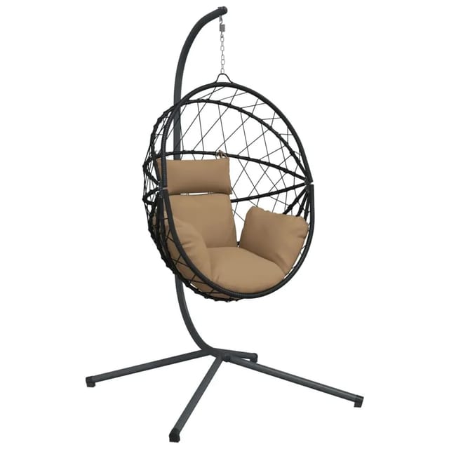 vidaXL Hängesessel Ei-Design mit Ständer Taupe Rattan und Stahl 2100809