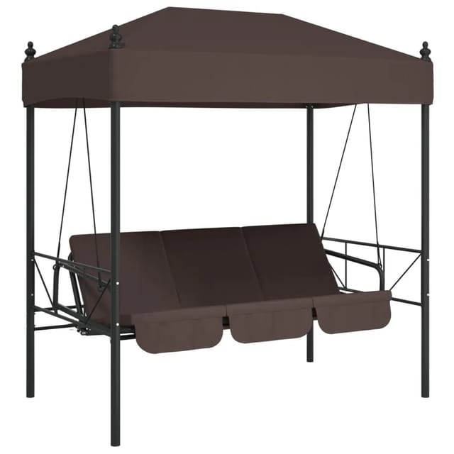 vidaXL Hollywoodschaukel mit Dach Kaffeebraun Stahl 2153901