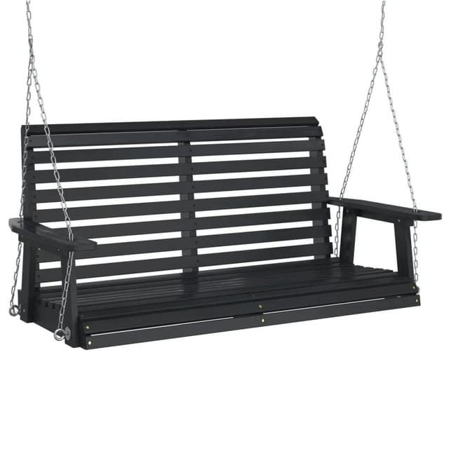 vidaXL Hollywoodschaukel mit Metallketten Schwarz Massivholz Tanne 2157572