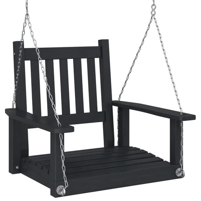 vidaXL Garten-Hängestuhl mit Metallketten Schwarz Massivholz Tanne 2149275