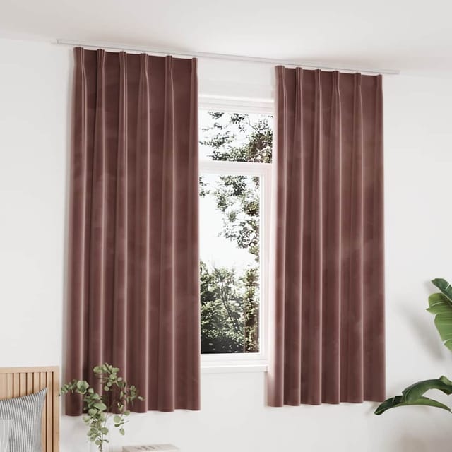 vidaXL Verdunkelungsvorhänge Haken 2 Stk Samt Antik-Rosa 140x175cm